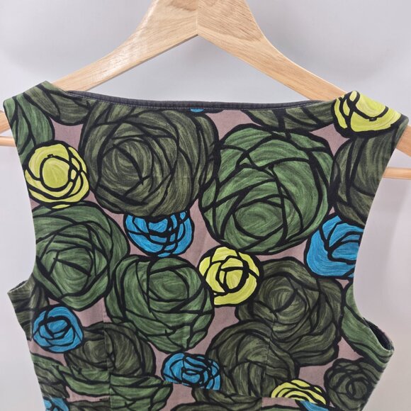 Theory Green Floral Artsy Sheath Mini Dress Size 4 - Picture 10 of 13